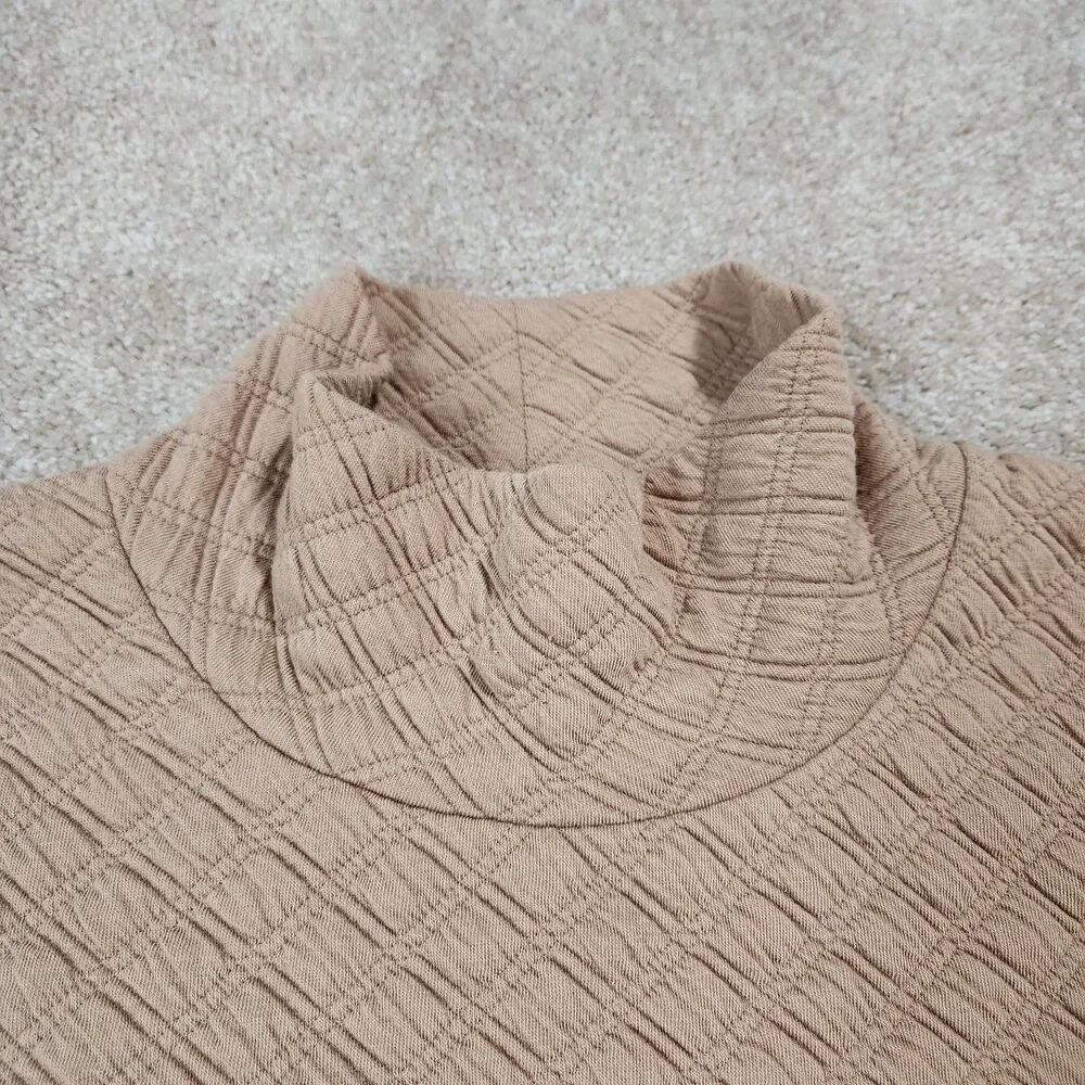 J. Crew Sweater Women XL Pale Mocha Quilted Mockneck Pullover NWT